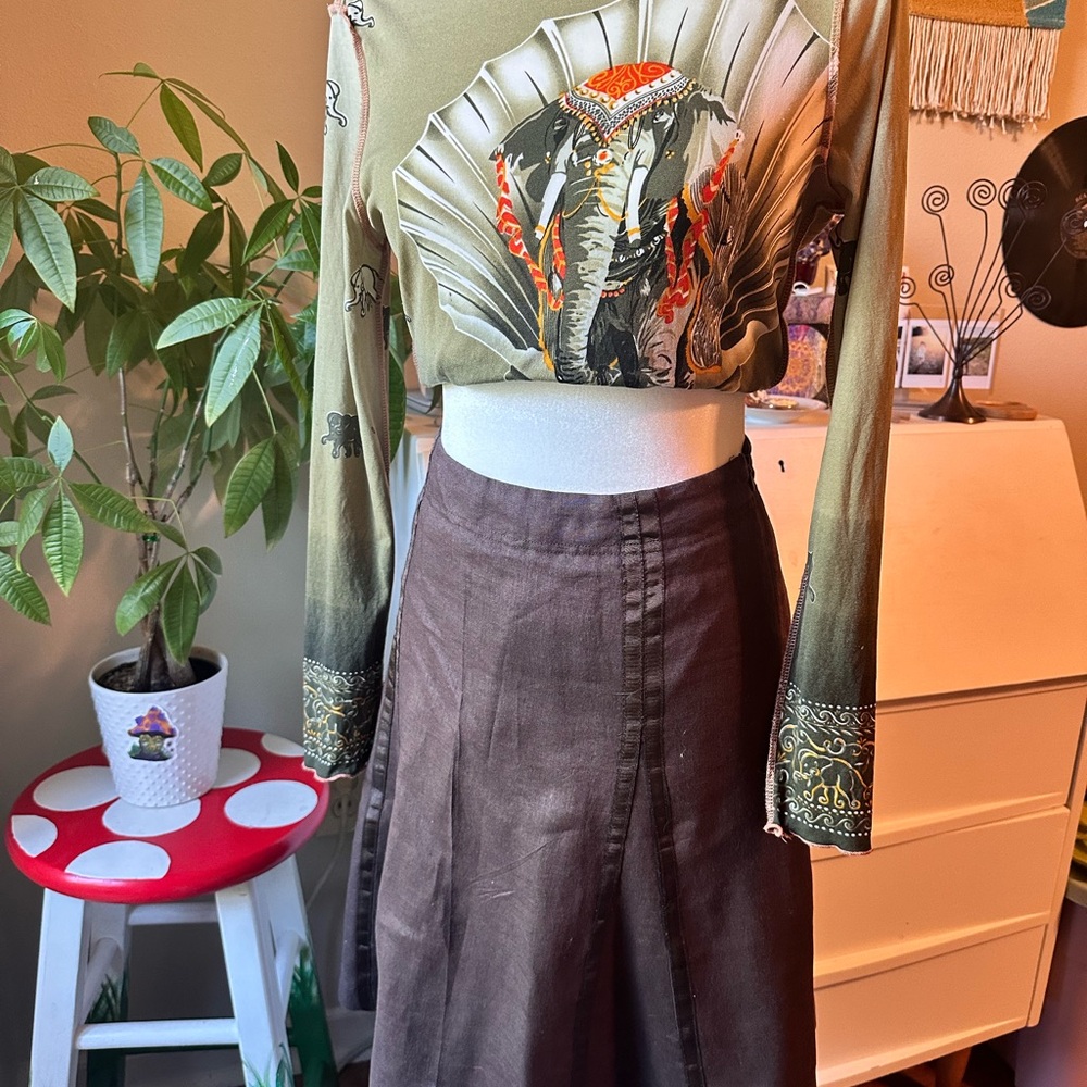 Brown Midi Trumpet Skirt for Work